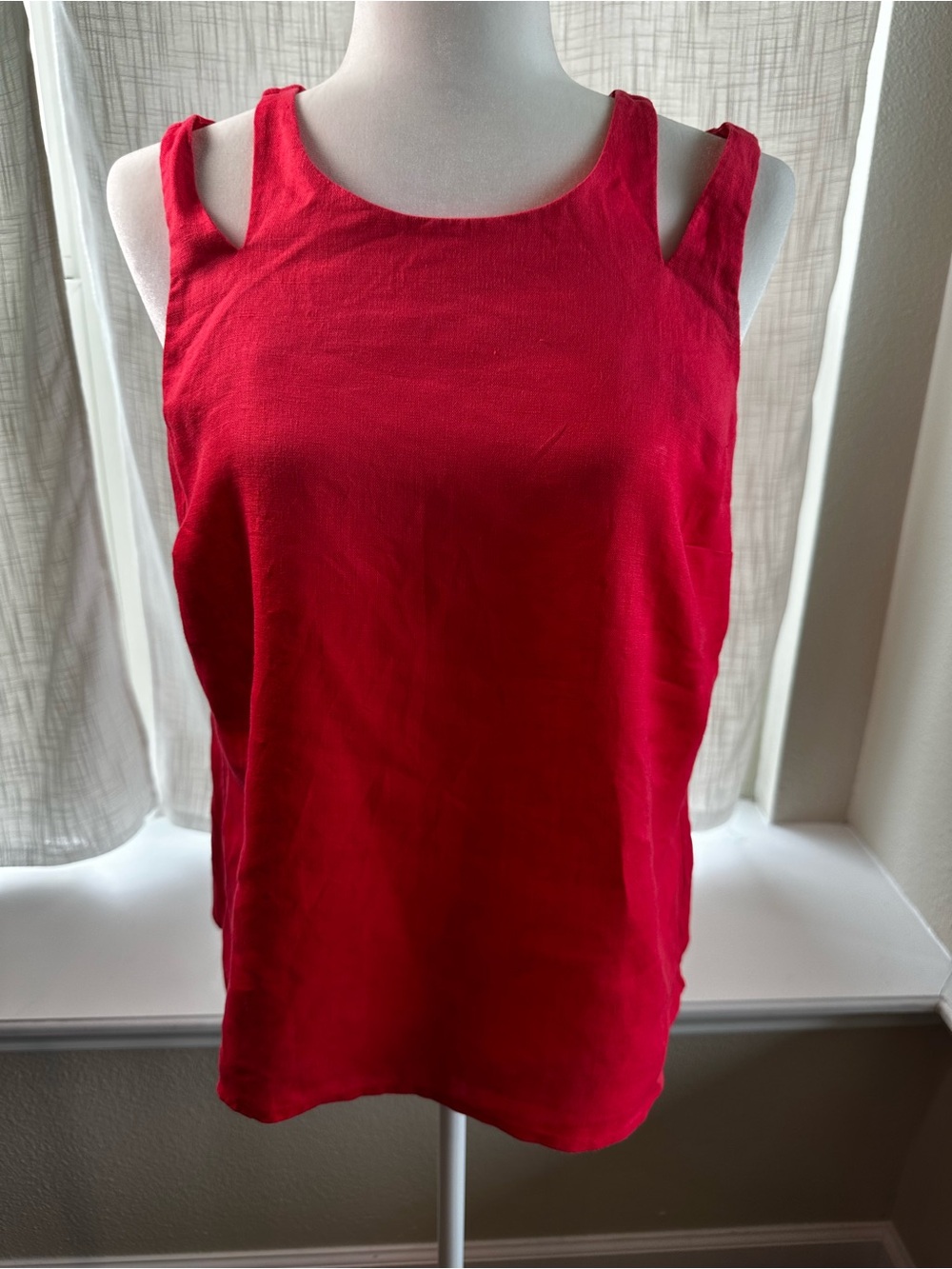 Kaari Blue Red Sleeveless Tank with Double Shoulder Straps